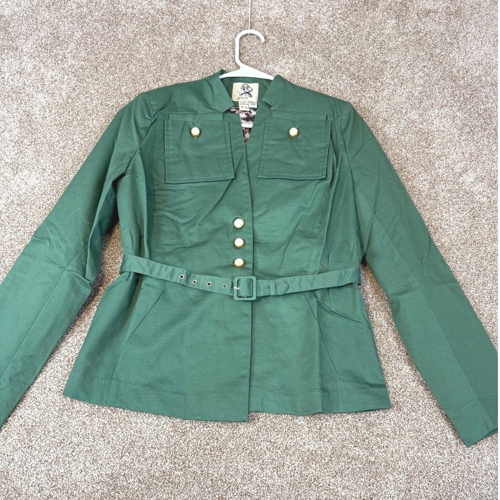 NEW Alice's Pig Polly's Parka Emerald Green Belted Jacket Leopard Lining 6 Coat